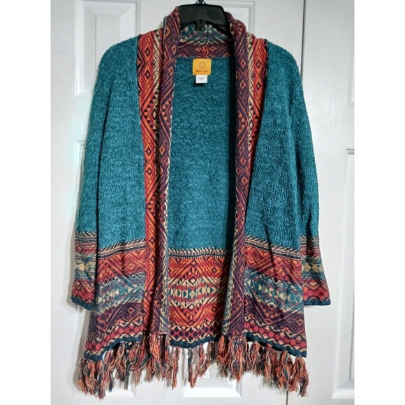 Women's Ruby Rd. 3/4 Sleeve Fringed Cardigan Size M - Picture 1 of 8